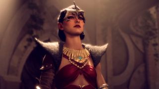 Dragon Age: The Veilguard - Morrigan looks down upon the player