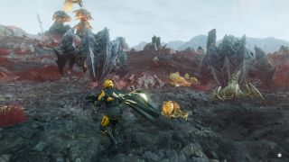 Helldivers 2 Impaler - Player facing two Impalers